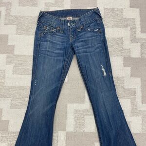 True Religion Blue Flare Wide Leg Jeans